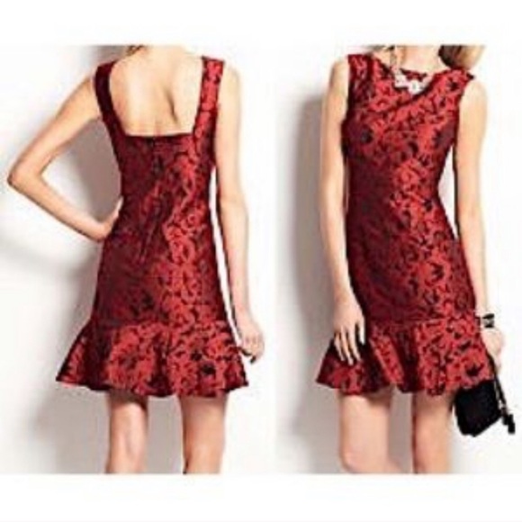 Ann Taylor Floral Jacquard Flounce Dress - Picture 2 of 2